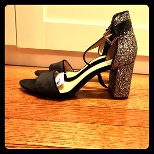 Sparkly block heel sandals